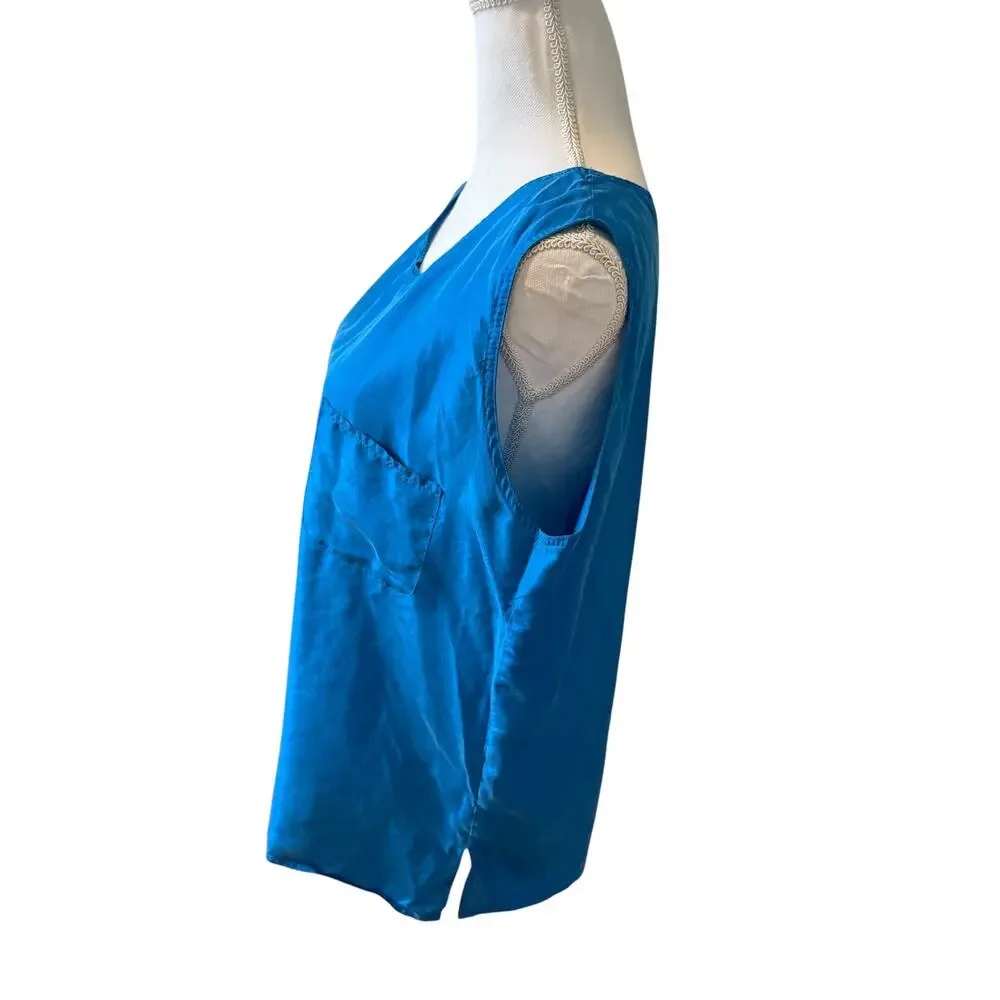 Vintage Express Silk Sleeveless Top Turquoise M